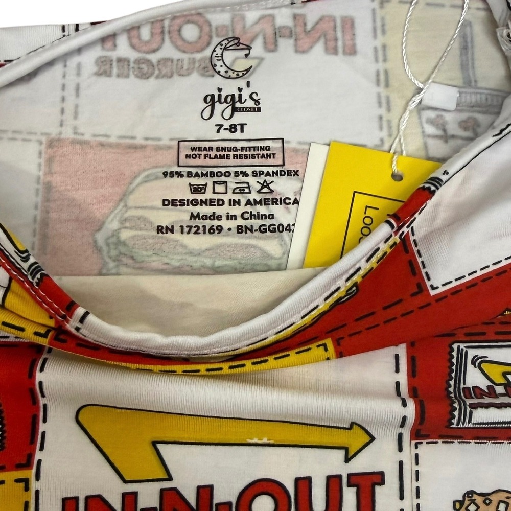 Bamboo Kids Boxy Tee & Shorts Day Wear In-N-Out Burger Set 7-8T NWT - Picture 6 of 8